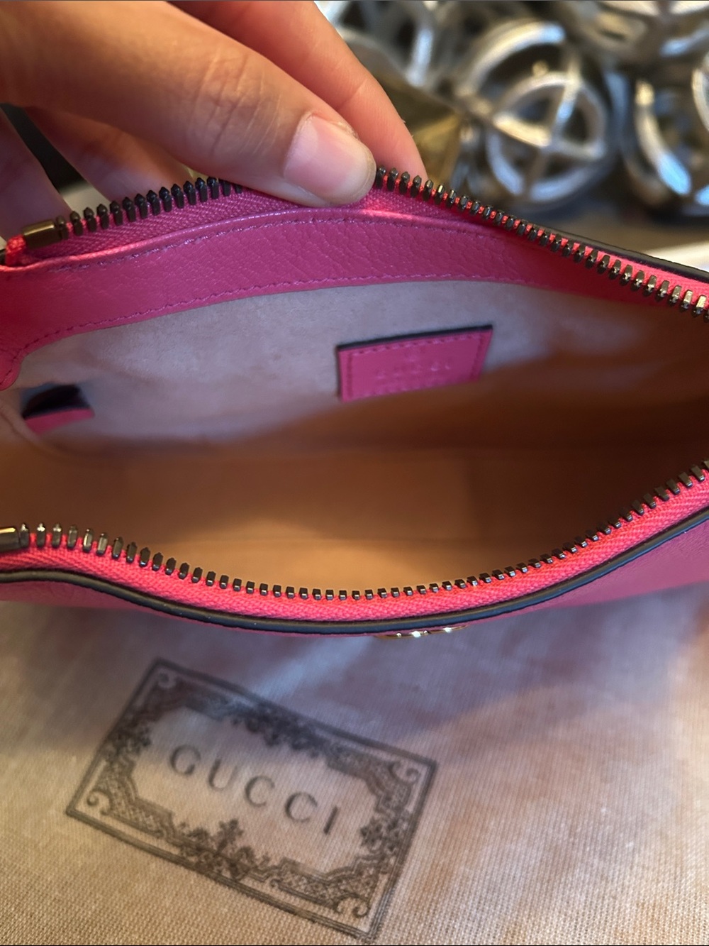 Gucci Aphrodite mini pink leather bag - Picture 9 of 16